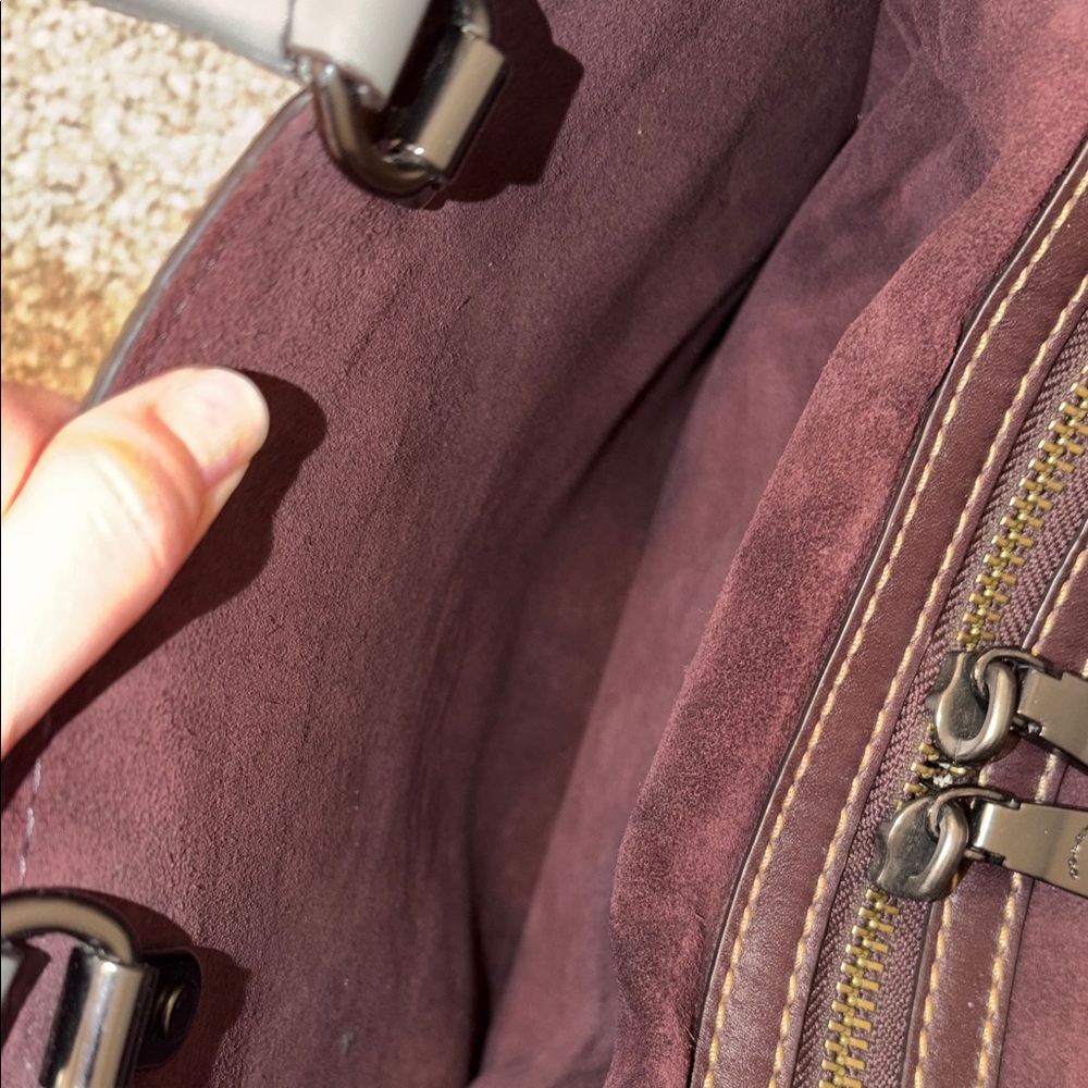 Coach Rogue 30 Heather Gray Pebbled Leather with Burgundy Suede - Picture 11 of 16